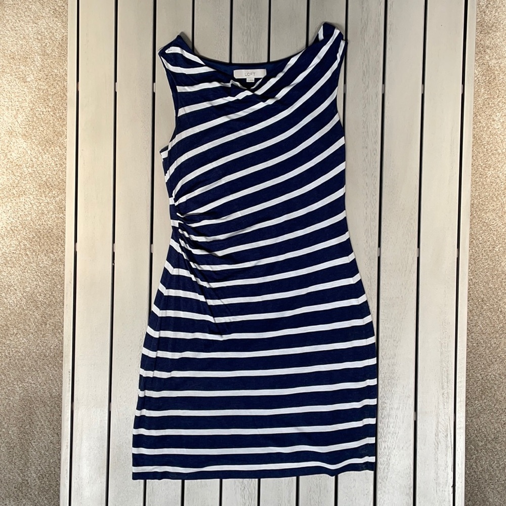 Ann Taylor Loft Bodycon Side Cinch Navy Dress Sz S